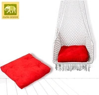 CURIO CENTER Make in India Leisure Half Moon Shape Nylon Swing with Cushion/Hammock Swing Chair-Iron Frame, Swing for Indoor/Outdoor/Nylon Rope Swing/Free Hanging Accessories(36 x 27 x 53 In, White - Free Size, White, Nylon Rope With Iron Frame, Pack of1, Half Moon Shape